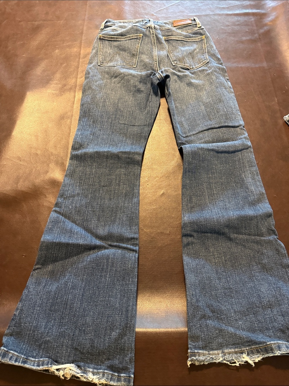 Wrangler Women's Blue Flare Jeans with Raw Hem - Picture 1 of 3